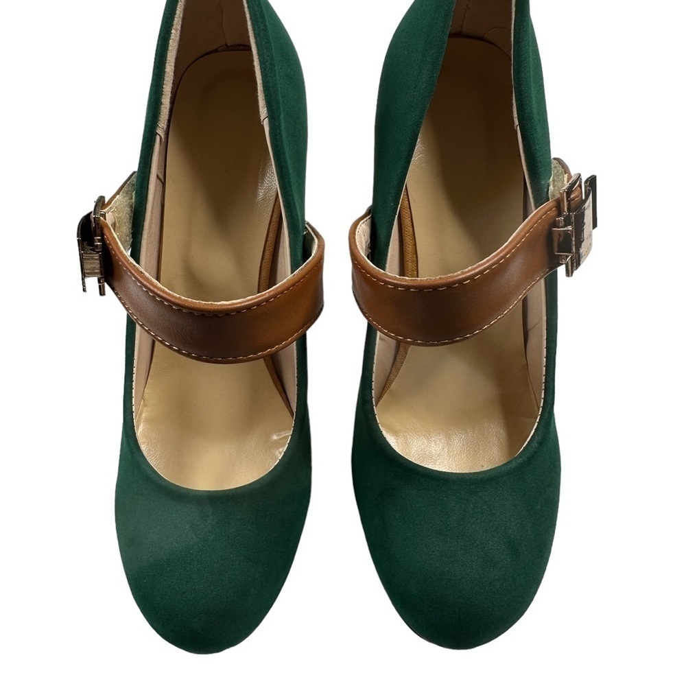 Women's green Round Toe Platform Pumps Chunky High Heel Buckle size US 6 - Picture 2 of 12